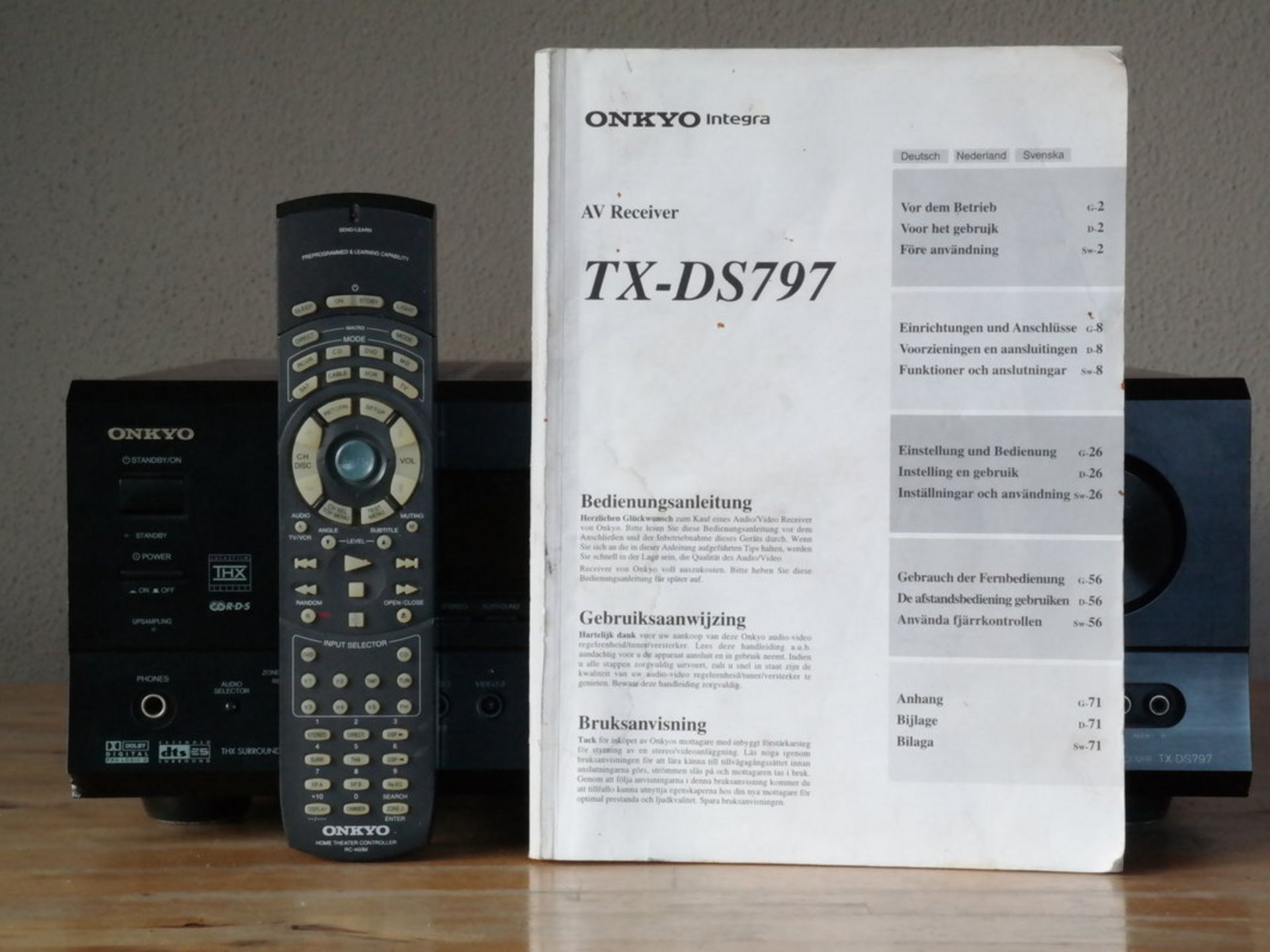 Onkyo TX-DS797 - Fernbedienung und Handbuch 